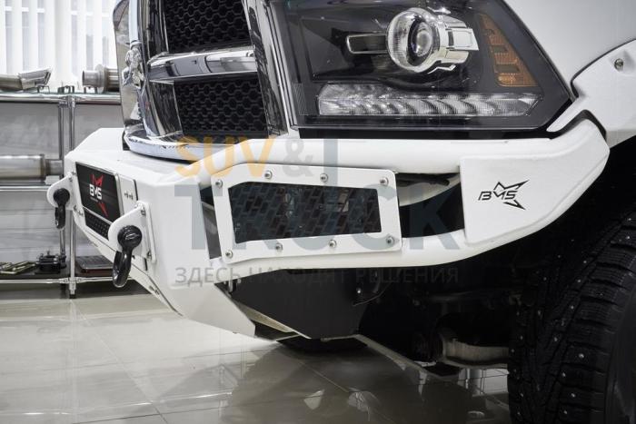 Передний силовой бампер BMS Alfa для Dodge Ram 2009-18, покрытие Raptor + цинкование