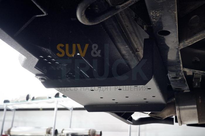 Задний силовой бампер BMS ALFA для УАЗ Патриот 2016-18, полимерное покрытие + цинкование