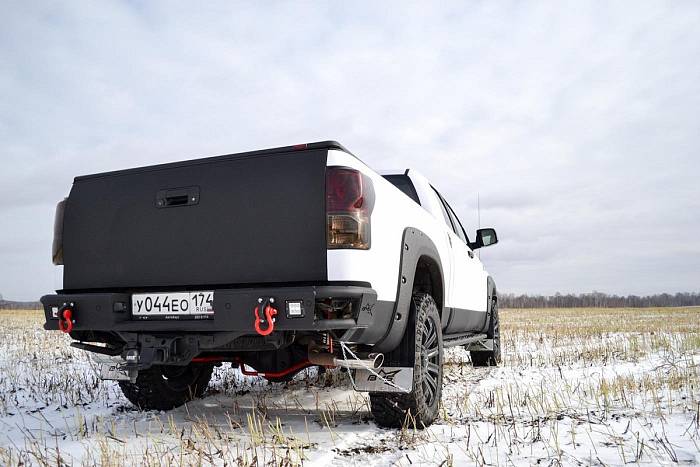 Задний силовой бампер BMS ALFA для Toyota Tundra 2007-13, покрытие Line-X + цинкование 