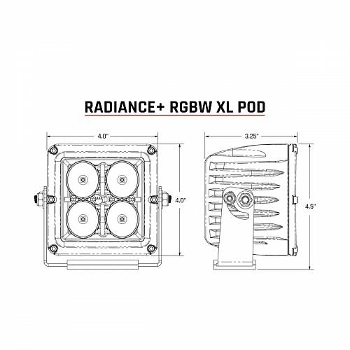 Комплект LED-модулей Radiance+ Pod XL с RGBW подсветкой, дальний свет