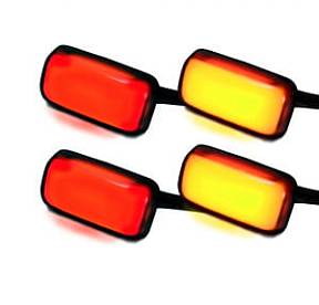GMC & Chevy 15-17 Sierra & Silverado (3rd GEN) Dually Fender Lenses (4-Piece Set) w/ 2 Red LED Lights & 2 Amber LED Lights - Clear Lens w/ Chrome Trim