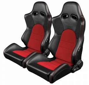 Спортивные сиденья анатомические серии Advan - чёрные с красными вставками