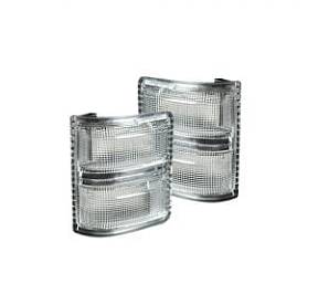 Ford 08-16 F250/F350 Superduty Side Mirror Lenses (2-Piece Set) w/ WHITE LED Running Lights & AMBER Scanning LED Turn Signals - Clear Lens