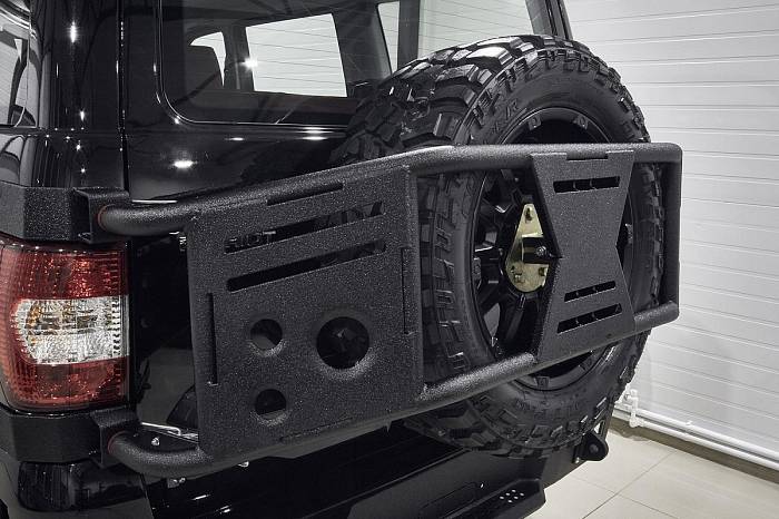 Калитка под запаску BMS Alfa для UAZ Patriot 2008-20, полимерное покрытие + цинкование
