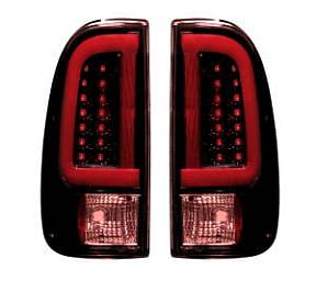 Ford Superduty F250HD/350/450/550 99-07 & F150 97-03 Straight aka "Style" Side OLED Tail Lights - Dark Red Smoked Lens
