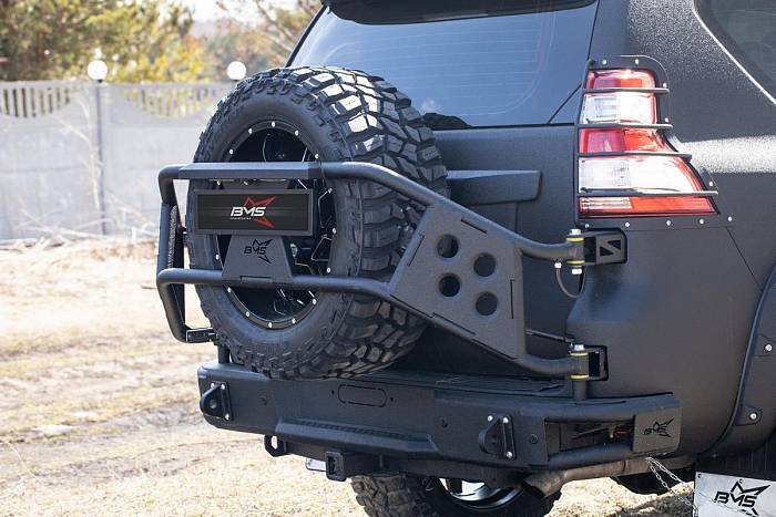 Калитка под запаску BMS Alfa для Toyota LC Prado 150, покрытие Line-X + цинкование