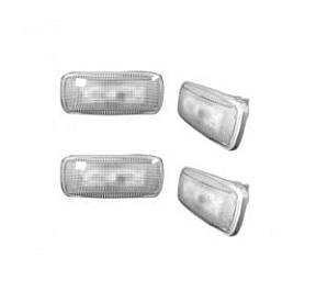 Dodge 10-17 RAM Dually Fender Lenses (4-Piece Set) w/ 2 Red LED Lights & 2 Amber LED Lights - Clear Lens w/ Chrome Trim