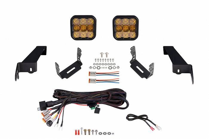Комплект янтарных LED-модулей SS5 Pro CrossLink на передний бампер Jeep Wrangler, Combo
