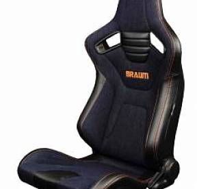 Спортивные сиденья анатомические серии Elite-X - denim с оранжевой строчкой