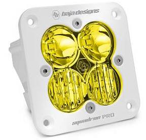 Врезная светодиодная фара (Driving/Combo) янтарного свечения Squadron Pro, белый корпус