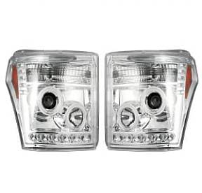 Ford Superduty 11-16 F250/F350/F450/F550 PROJECTOR HEADLIGHTS w/ CCFL HALOS & DRL - Clear / Chrome