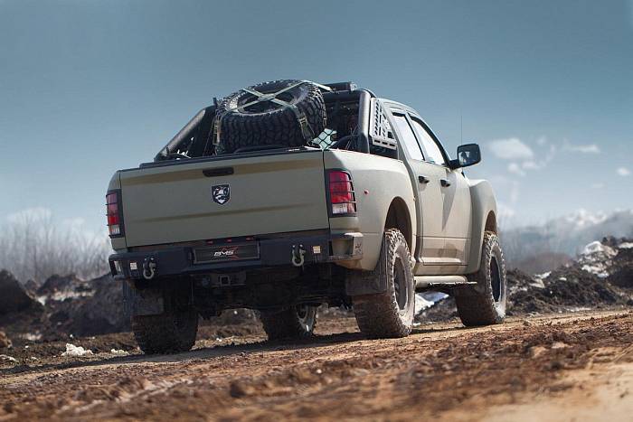 Задний силовой бампер BMS ALFA для Dodge Ram 2009-18, полимерное покрытие