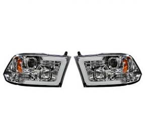 Dodge RAM 09-13 1500 & 10-14 2500/3500 PROJECTOR HEADLIGHTS w/ Ultra High Power Smooth OLED HALOS & DRL - Clear / Chrome