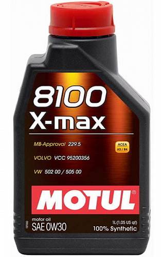 1 л MOTUL 8100 X-MAX 0W-30 для бензиновых и дизельных двигателей