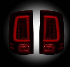 Dodge 09-14 RAM 1500 & 10-14 RAM 2500/3500 OLED TAIL LIGHTS (Replaces Factory OEM Halogen Tail Lights) - Dark Red Smoked Lens