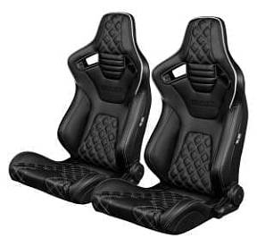 Спортивные сиденья анатомические серии Elite-X Series Sport Seats - Black Diamond (Double White Stitching / White Piping)