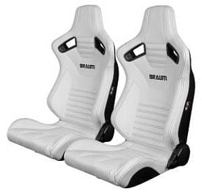 Спортивные сиденья анатомические серии Elite-X - белые с чёрной строчкой