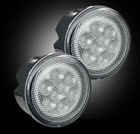 Jeep 07-17 JK Wrangler Round Front Turn Signal Lenses with White LED's Located Under Front Headlights - Clear Lens
