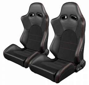 Спортивные сиденья анатомические серии Advan - Black Leatherette (Red Stitching)