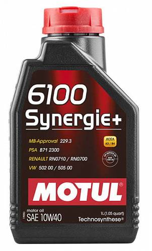 1 л MOTUL 6100 SYNERGIE+ 10W-40 для бензиновых и дизельных двигателей, изготовленное по технологии Technosynthese®