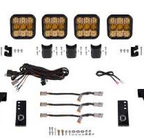 Комплект LED-балка желтая SS5 Sport CrossLink с кронштейнами на решетку радиатора Jeep Wrangler, Combo