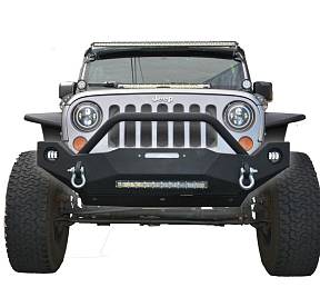 Steel Mid Front Bumper 19 w/ Fog Lights for 07-17 Jeep Wrangler