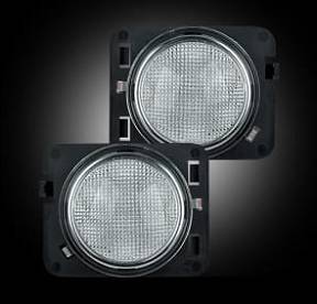 Jeep 07-17 JK Wrangler Round Front Fender Lenses with Amber LED's Located on Front Side Fender - Clear Lens