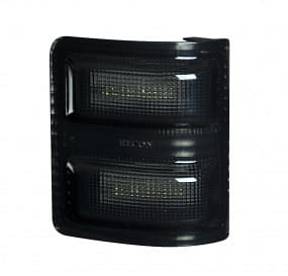 Ford 08-16 F250/F350 Superduty Side Mirror Lenses (2-Piece Set) w/ WHITE LED Running Lights & AMBER Scanning LED Turn Signals - Smoked Lens