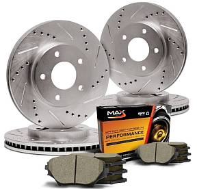 Комплект тормозных дисков и колодок для Chevrolet Tahoe | Cadillac Escalade 2007-2014 слотированные и перфорированные