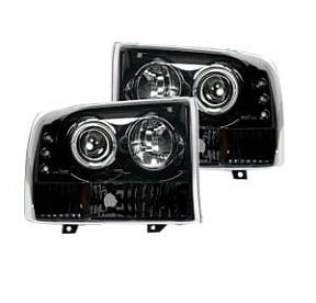 Ford Superduty 99-04 F250/F350/F450/F550 PROJECTOR HEADLIGHTS - Smoked / Black