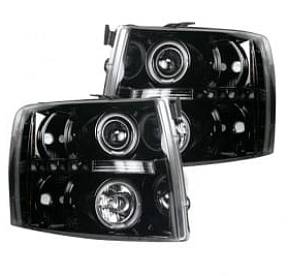 Chevrolet Silverado 07-13 (2nd GEN Single-Wheel & 07-14 Dually) PROJECTOR HEADLIGHTS w/ CCFL HALOS & DRL - Smoked / Black