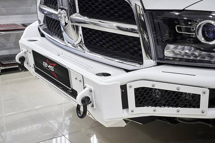 Передний силовой бампер BMS Alfa для Dodge Ram 2009-18, покрытие Line-X + цинкование