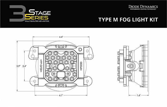 Комплект противотуманных янтарных LED-фар SS3 Sport тип M