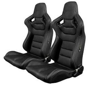 Спортивные сиденья анатомические серии Elite - чёрные с белой строчкой