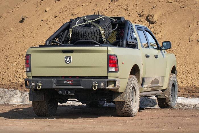 Задний силовой бампер BMS ALFA для Dodge Ram 2009-18, полимерное покрытие