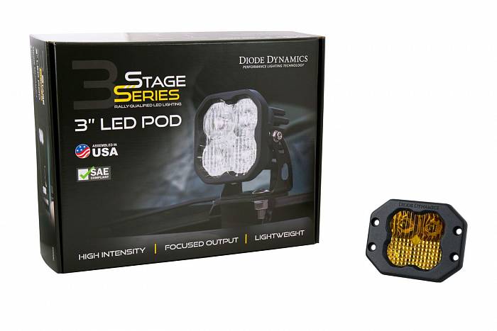 Желтый врезной LED-модуль SS3 Pro, SAE Fog