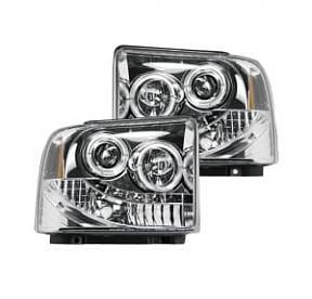 Ford Superduty 05-07 F250/F350/F450/F550 PROJECTOR HEADLIGHTS - Clear / Chrome