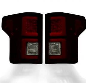 Ford F150 15-17 (Replaces OEM Halogen Style Tail Lights) LED TAIL LIGHTS - Dark Red Smoked Lens