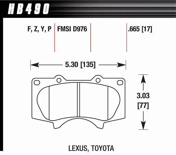 Тормозные колодки для  LC150/LC120/GX470/460 HAWK SUPER DUTY ПЕРЕД.