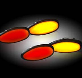 GMC & Chevy 99-14 Sierra & Silverado (1st & 2nd GEN) Dually Fender Lenses (4-Piece Set) w/ 2 Red LED Lights & 2 Amber LED Lights - Smoked Lens w/ Black Trim