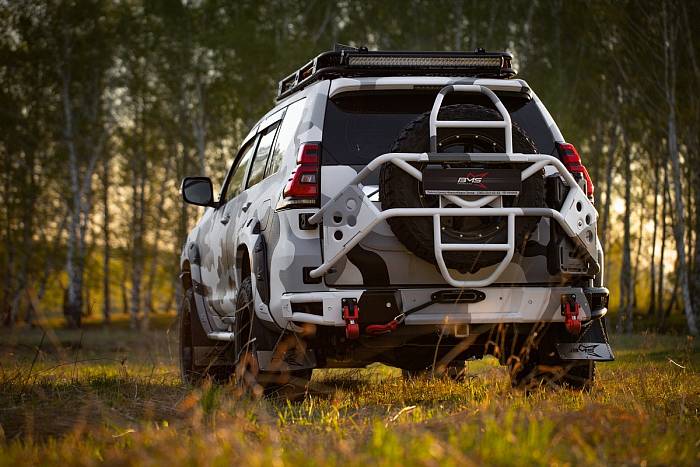 Калитка под запаску BMS Alfa для Toyota LC Prado 150, покрытие Line-X + цинкование