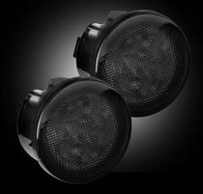 Jeep 07-17 JK Wrangler Round Front Turn Signal Lenses with White LED's Located Under Front Headlights - Smoked Lens