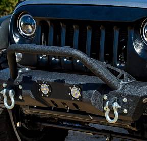 Steel Mid Front Bumper 11 w/ LED Lights for 07-17 Jeep Wrangler