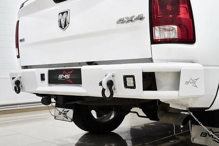 Задний силовой бампер BMS ALFA для Dodge Ram 2009-18, полимерное покрытие + цинк