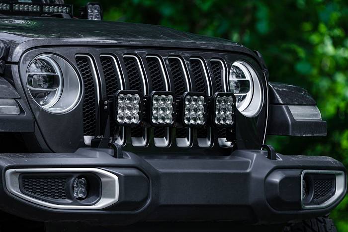 Комплект LED-балка желтая SS5 Sport CrossLink с кронштейнами на решетку радиатора Jeep Wrangler, Combo