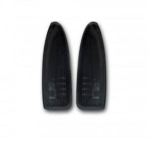 Ford 03-07 F250/F350 Superduty & Excursion Side Mirror Lenses (2-Piece Set) w/ WHITE LED Running Lights & Turn Signals - Smoked Lens