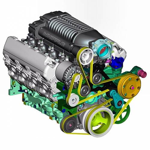 Компрессор Whipple W175FF готовый к установке, наддув 7-8psi, цвет черный