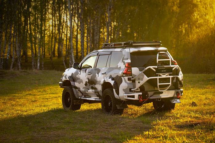 Задний силовой бампер BMS ALFA для Toyota LC Prado 150 2007+, полимерное покрытие + цинкование