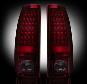 Chevy Silverado & GMC Sierra 99-07 (Fits 2007 "Classic" Body Style Only) LED TAIL LIGHTS - Dark Red Smoked Lens