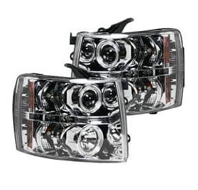 Chevrolet Silverado 07-13 (2nd GEN Single-Wheel & 07-14 Dually) PROJECTOR HEADLIGHTS - Clear / Chrome